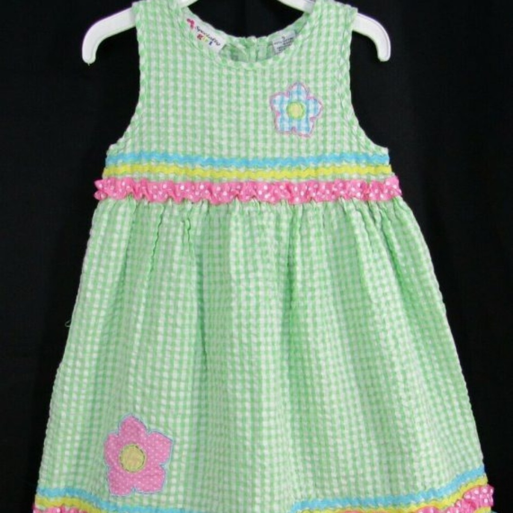 Specialty Girl Dress Green Pink Blue White Check